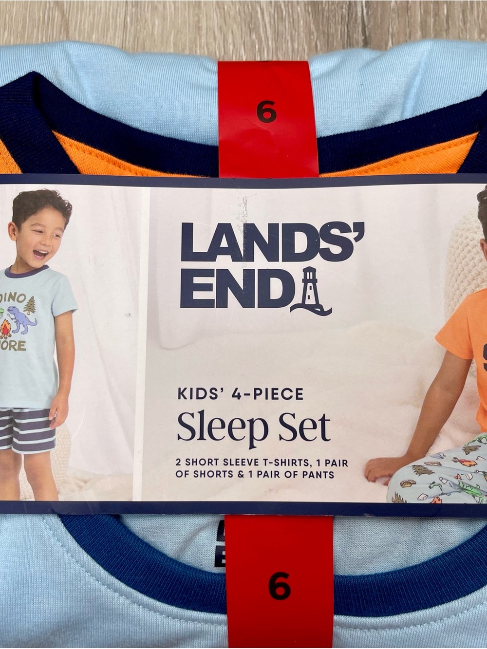 Land’s End Kids’ 4-Piece Sleep Set (size 6 / orange and light blue )